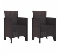 VidaXL Garden Chair 2 Pcs Brown Polypropylene