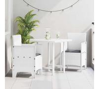 Garden Chair White Polypropylene 53x49x85cm Rattan Look Outdoor Stackable Pair.