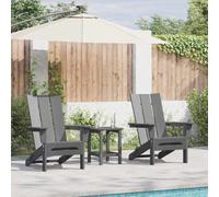 vidaXL Garden Chair 3 pcs Light Grey 80.5 x 74.5 x 92 cm Polyethylene