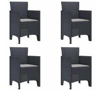 vidaXL Garden Chair 4 pcs Anthracite 53 x 49 x 85 cm Polypropylene, Garden and Terrace, Modern Armchair, Rectangular Outdoor Seating, Durable Patio