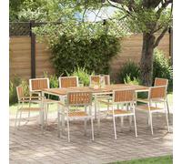 vidaXL Garden Chair 8 pcs Brown 56 x 54.5 x 87 cm Solid Teak Wood