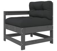 vidaXL Garden Chair Outdoor Chair with Cushions Armchair Grey Solid Wood Pine