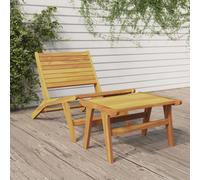 vidaXL Garden Chair with Footrest Solid Wood Teak