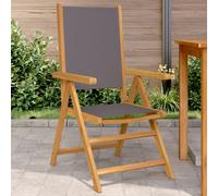 Garden Chairs Anthracite Solid Acacia Wood & Fabric 57x70x109 cm Foldable Pair.