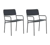 vidaXL Garden Chairs 2 pcs Anthracite Steel, Modern, Durable, Garden Chair, Weat