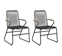 vidaXL Garden Chairs Balcony Chairs Lounger Chairs 2 pcs Black PVC Rattan