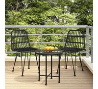 (black) vidaXL 2x Garden Chairs PE Rattan Patio Dinner Outdoor Picnic Seat Black/Brown