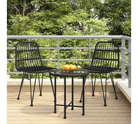 vidaXL Garden Chairs 2 pcs Black 48x62x84 cm PE Rattan UK HOT