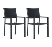 vidaXL Garden Chairs 2 pcs Black Plastic Rattan Look UK HOT