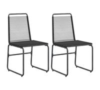 Garden Chair 2pcs Black Rattan Outdoor Patio Seat 48x55x89.5cm Breathable Set x2