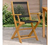 vidaXL Garden Chairs 2 pcs Black Solid Wood Acacia and Polypropylene