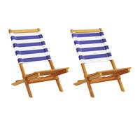 vidaXL Garden Chairs 2 pcs Blue and white Solid Wood Acacia and Fabric