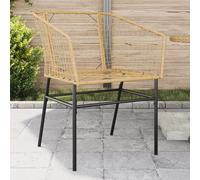 Garden chair 2pc Brown PE rattan & powder-coated steel 62x63x83cm UV armrests45