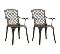 vidaXL 2x Garden Chairs Cast Aluminium Bronze Outdoor Patio Dining Dinner Seat