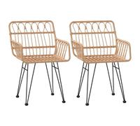 vidaXL Garden Chairs 2 pcs - Comfortable and Stylish PE Rattan Chairs with Armrests and Footpads, Sturdy Steel Frame, Easy Assembly - Size: 56 x 64 x