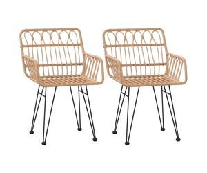 vidaXL Garden Chairs 2 pcs - Comfortable and Stylish PE Rattan Chairs with Armrests and Footpads, Sturdy Steel Frame, Easy Assembly - Size: 56 x 64 x
