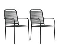 vidaXL Garden Chairs 2 pcs Cotton Rope and Steel Black UK HOT