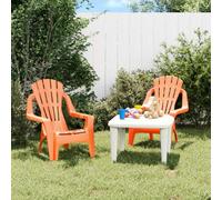 (orange) vidaXL Garden Chairs Outdoor Chair 2 pcs for Children Blue PP Wooden Look