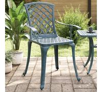vidaXL Garden Chairs 2 pcs Green Cast Aluminium