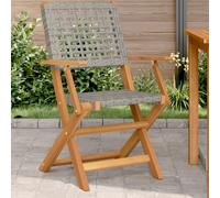 Garden Chairs Outdoor Dining Chair Solid Wood Acacia and Poly Rattan vidaXL