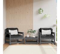 vidaXL Garden Chairs 2 pcs Grey Solid Wood Pine