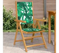 vidaXL Garden Chairs 2 pcs Leaf Pattern Solid Wood Acacia and Fabric