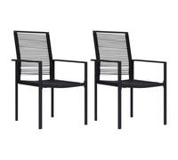 vidaXL Garden Chairs 2 pcs PVC Rattan Black 01 UK HOT