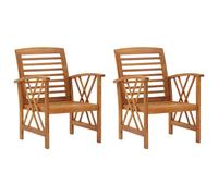 vidaXL Solid Acacia Wood 2x Garden Chairs Wooden Outdoor Dining Seat Armchair