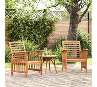 vidaXL 2x Solid Acacia Wood Garden Chairs Wooden Outdoor Dining Seat Armchair