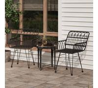 vidaXL Garden Chairs 2 pcs with Armrest Black 56x64x80 cm PE Rattan