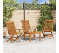 vidaXL 3x Solid Teak Wood Garden Chairs Outdoor Seating Furniture Armchair