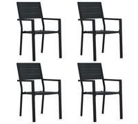 vidaXL Garden Chairs 4 pcs Black HDPE Wood Look, Black