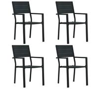 vidaXL Garden Chairs 4 pcs Black HDPE Wood Look UK HOT
