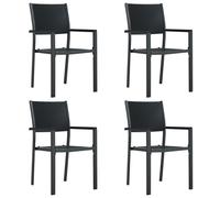 vidaXL 4x Garden Chairs Black Plastic Rattan Look Outdoor Patio Seat Armchair