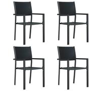 vidaXL Garden Chairs 4 pcs Black Plastic Rattan Look UK HOT