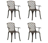 vidaXL 4x Garden Chairs Cast Aluminium Bronze Outdoor Patio Dinner Seating