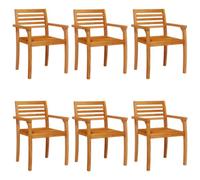 vidaXL Garden Chairs 6 pcs, Dining Chair for Patio Terrace Balcony, Outdoor Chair for Dinner Coffee, Armchair, Retro Style, Solid Wood Acacia