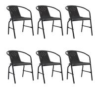 Garden Chair Black Plastic Rattan Steel 62x55x74cm Stackable Outdoor Set of 2 UK