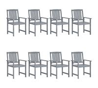 vidaXL 8x Solid Acacia Wood Garden Chairs Grey Outdoor Seating Backyard Patio