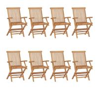 vidaXL 8x Solid Teak Wood Garden Chairs Furniture Outdoor Dining Armchairs