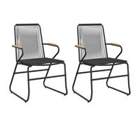 vidaXL Garden Chairs Balcony Chairs Lounger Chairs 2 pcs Black PVC Rattan