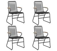 vidaXL Garden Chairs Balcony Chairs Lounger Chairs 4 pcs Black PVC Rattan