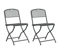 vidaXL Garden Chairs Folding 2 pcs Anthracite 52.5 x 46 x 82 cm Iron, Modern, Fo