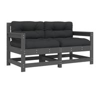 vidaXL Garden Chairs Lounge Chairs with Cushions 2 pcs Grey Solid Wood Pine