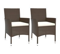 vidaXL Garden Chairs Outdoor Armchair with Cushions 2 pcs Brown Poly Rattan