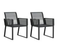 vidaXL Garden Chairs Outdoor Chair Patio Dining Chair 2 pcs Black Poly Rattan