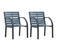 Garden Chairs 2 pcs Grey Solid Wood Fir and Powder-coated Steel