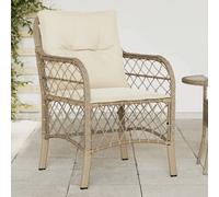 vidaXL Garden Chairs with Cushions 2 pcs Beige Poly Rattan