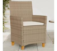 Garden Chairs with Cushions Patio Seat 2 pcs Poly Rattan and Solid Wood vidaXL