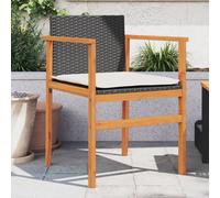 vidaXL Garden Chairs with Cushions 2 pcs Black Poly Rattan&Solid Wood